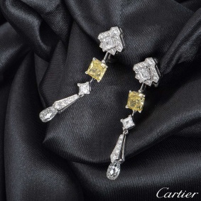 Cartier Platinum Mousseline Diamond Earrings Cartier Platinum Mousseline Diamond Earrings